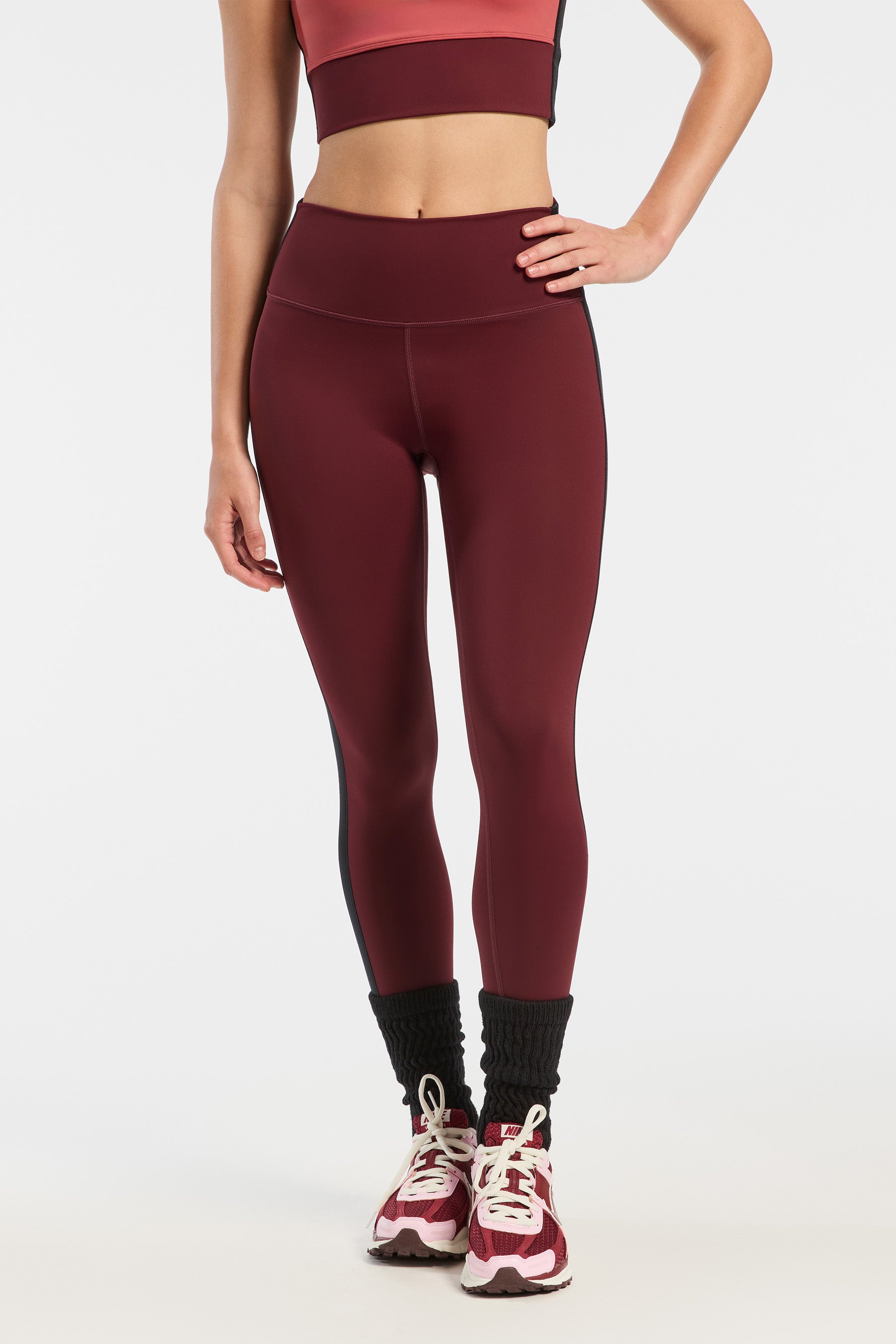 Red and black striped leggings clearance