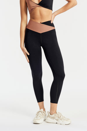 Black and Brown Crossover Leggings 